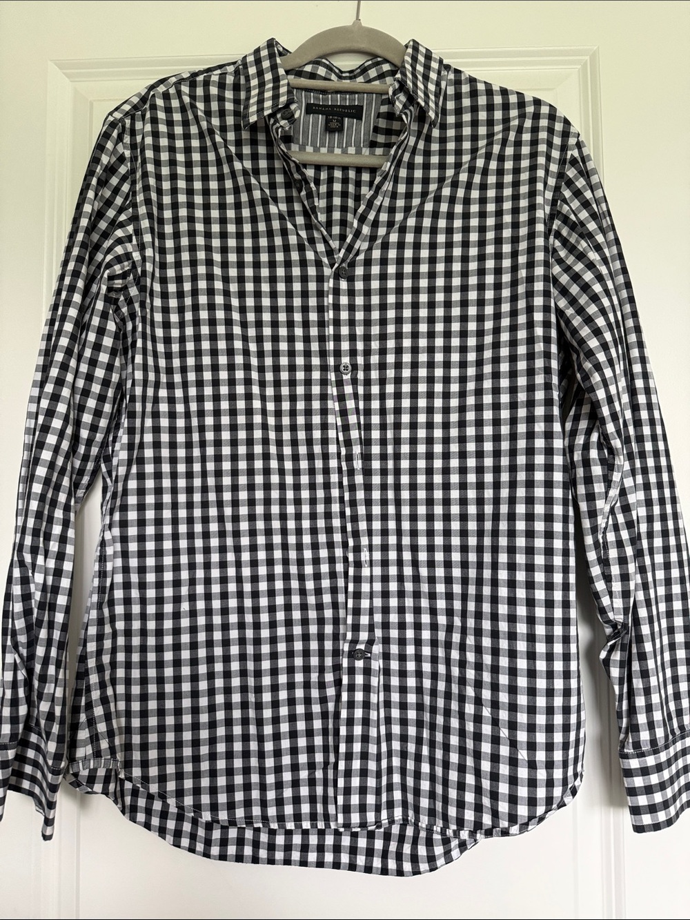 Banana Republic Black and White Gingham Button-Down Shirt